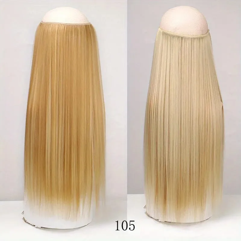Extensions de cheveux synthétiques sans Clips faux postiche ombré blond brun noir cheveux raides naturels faux postiche pour femme