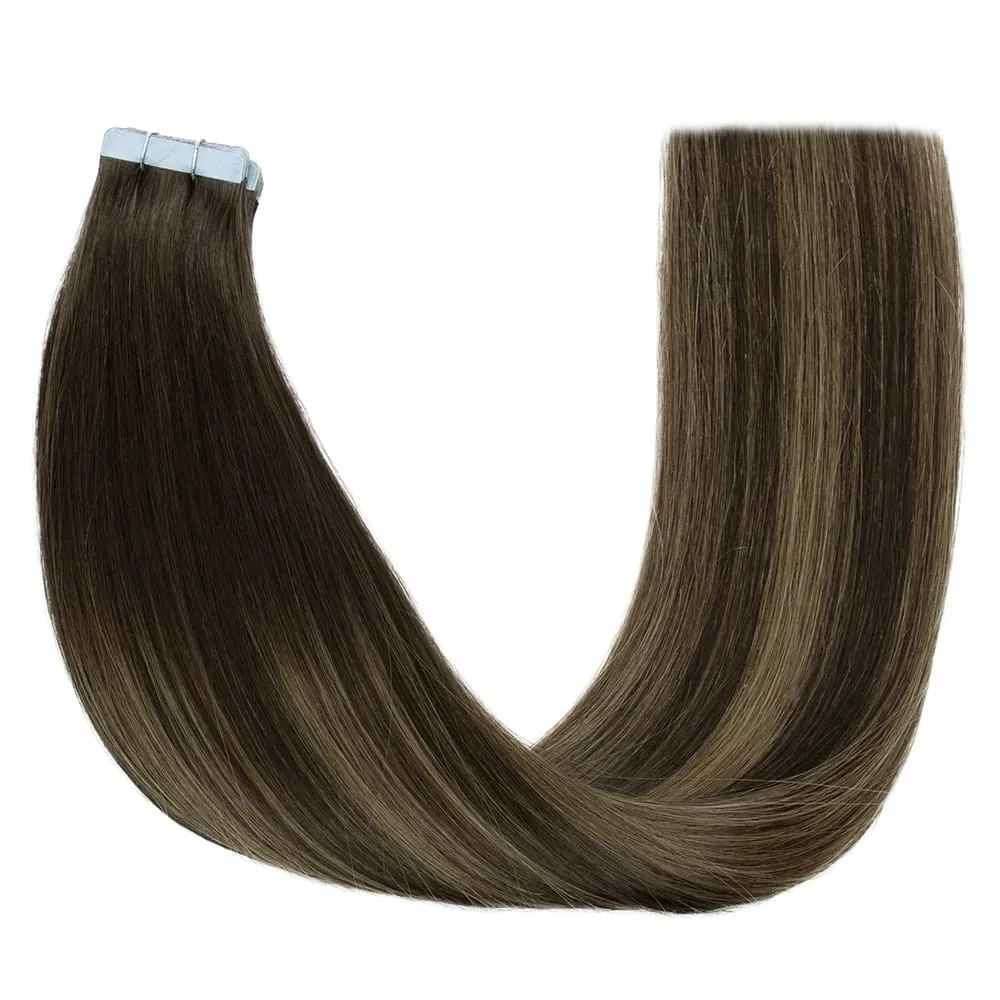 Women Tape Hair Extensions 100% Natural Human Hair Extension Tape In Blonde Natural Straight Hair Skin Weft Real Hair