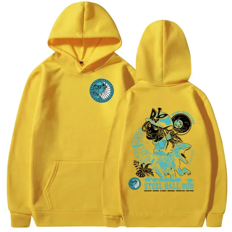 Anime Jojo Bizarre Adventure Hoodies STEEL BALL RUN Diego Brando Manga Graphic Sweatshirts Men's Long Sleeves Fleece Pullovers