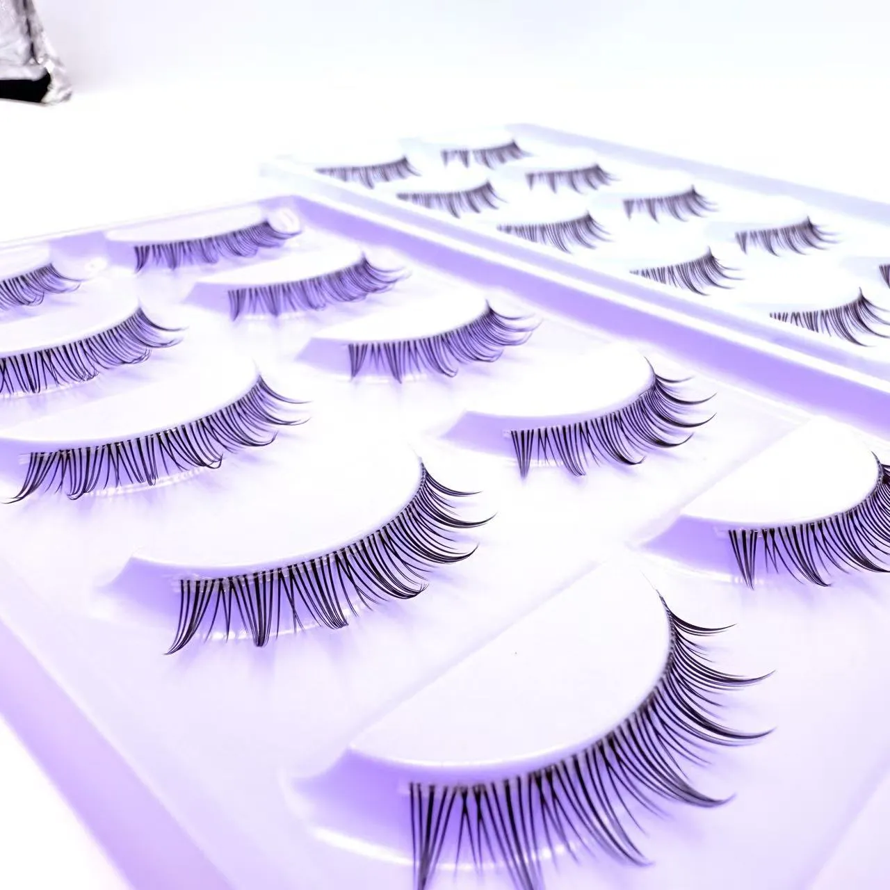 Weiche und natürliche Augenvergrößerung, 5 Paar falsche Wimpern, transparenter Stiel, weiche, natürliche Streifenwimpern