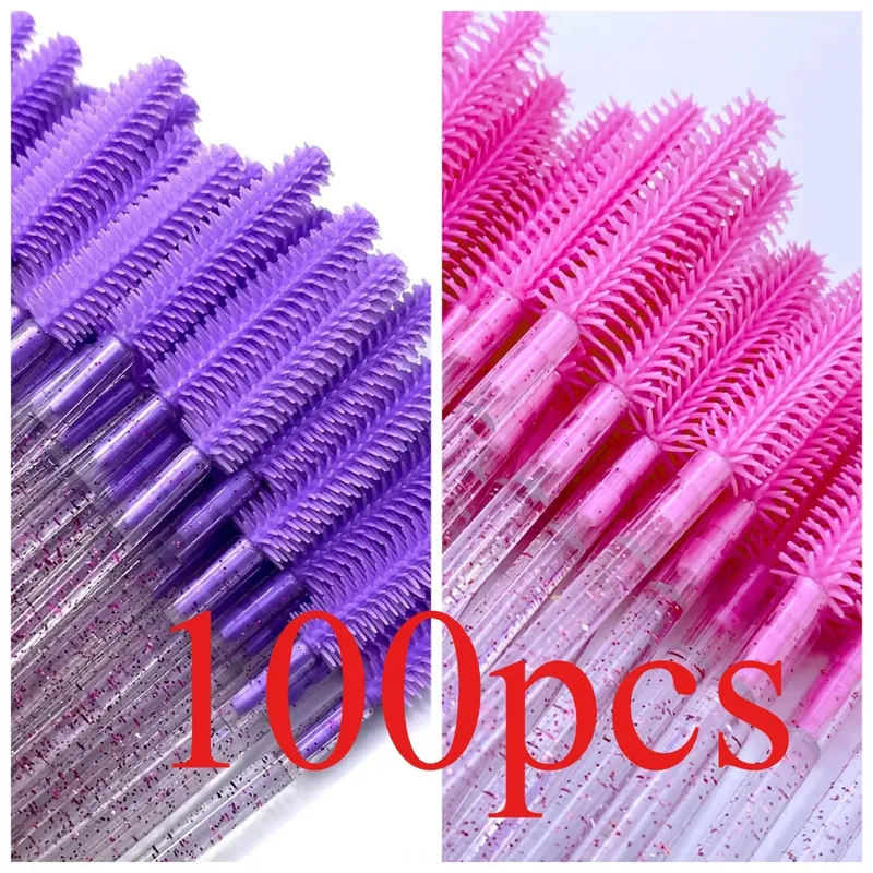 50/100 Pcs Silicone Crystal Mascara Wands Disposable Diamond Eyelash Brushes Comb Beauty Makeup Brush Tools for Women