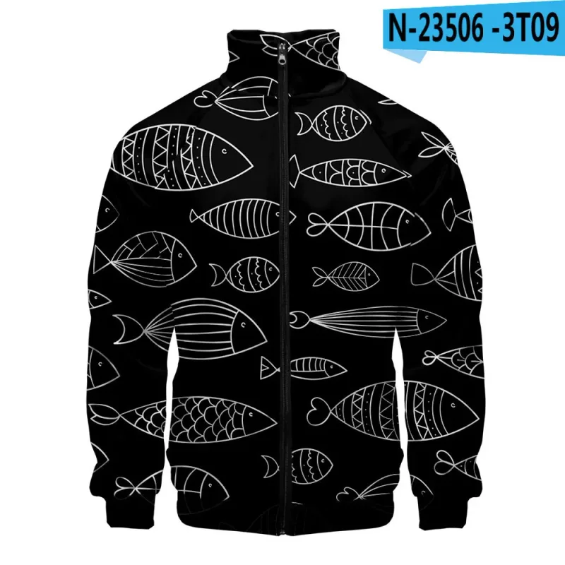 Popular Marine animals dolphin 3D Print Zipper Raglan Jacket Windbreaker Boys/Girls Comfortable Stand Collar Jackets Coats