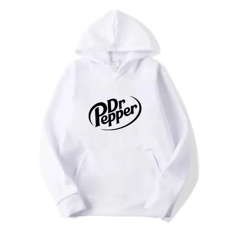 2026 Autumn Warm Dr Pepper Letter Printed Hoodies Street Men Fashion Fleece Sweatshirts Casual Unisex Pullover Tops Fashion Tre