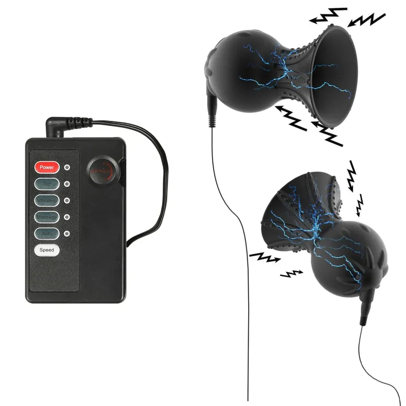 Electric Shocker Breast Pump Enlargement For Women Nipple Sucker Clitoris Suction Bondage E-stim Erotic Sex Toy Bdsm