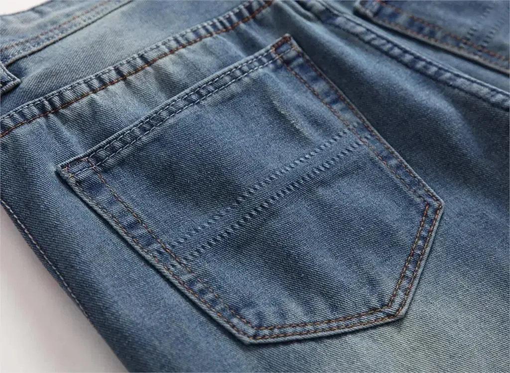 2026 Men's Ripped Jeans Luxury Brand Light Blue Holes Long Trousers Quality Male Fashion Stretch Slim Pants Men Skinny Jeans