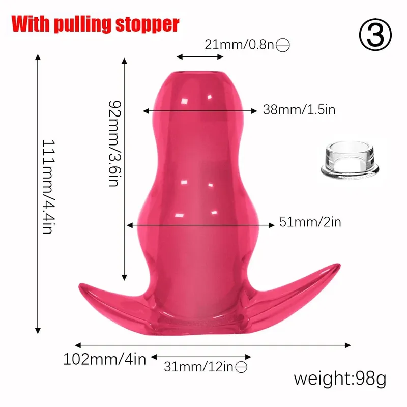 Purple TPE Hollow Tunnel Butt Plug Set - Graduated Open Anal Stretcher Plugs Flexible Sex Toy for Men & Women