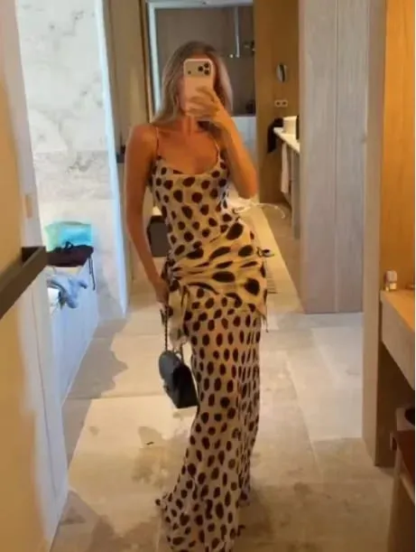 Women Beige Leopard Print Drawstring Maxi Dress Y2K U Neck Sleeveless Mermaid Skirt Women Daily Vacation Casual Outfit 2026