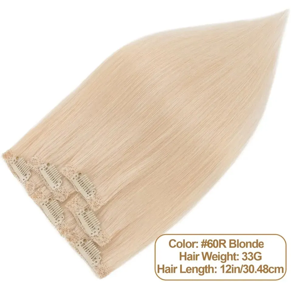 S-noilite Seamless PU Thin Weft 6Pcs Clip in Hair Extensions Real Human Hair Straight Soft Silk Clip in Extensions for Women