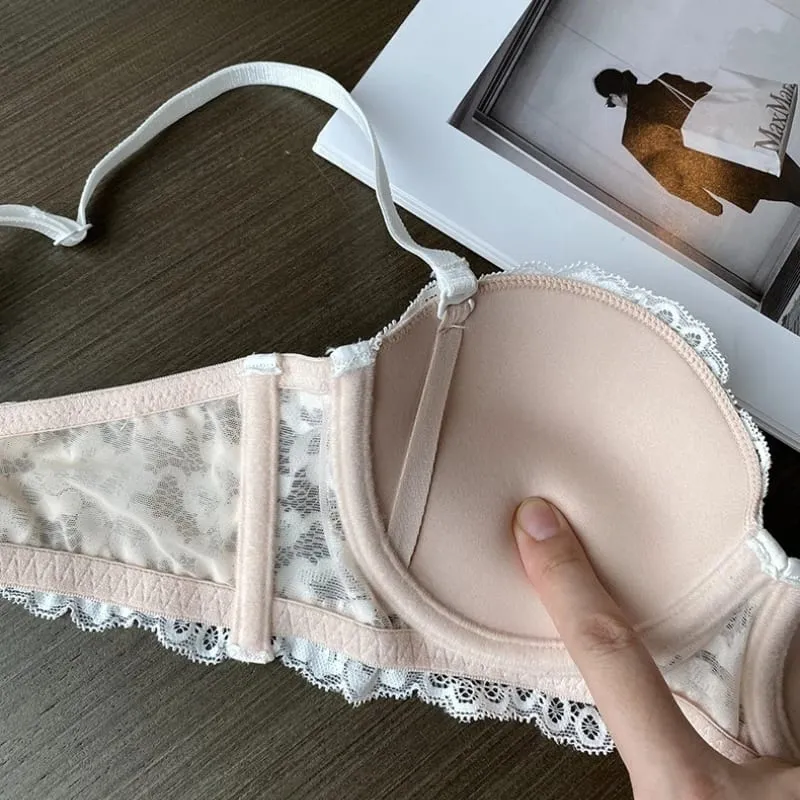 1/2 Cup Lace Bra Women Sexy Floral Underwire Underwear Ladies Push Up Brief Sets Comfortable Bra Half Cup Brassiere Lingerie