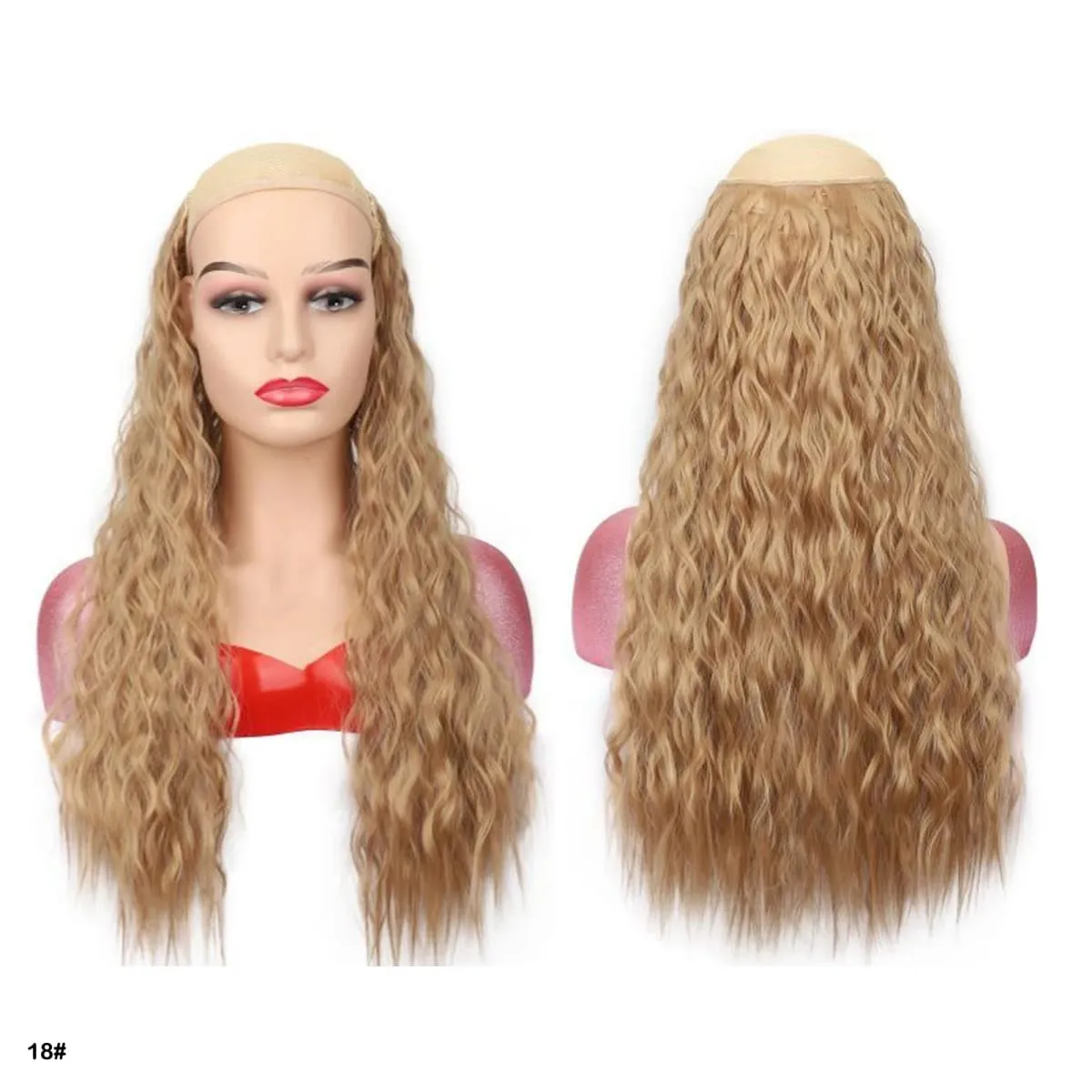Synthetic Curly Hair Extensions Clip in One Piece 4Clips Deep Wave Long Hairpieces for Women Daily Use Party Hair Accessory
