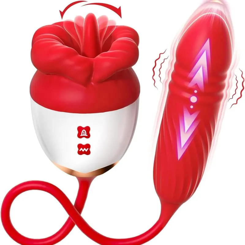 2in1 Clitoral Licking Rotating G Spot Vibrator Clit Tongue Dildo Vaginal Vibrating Stimulator Adult Sex Toys for Women