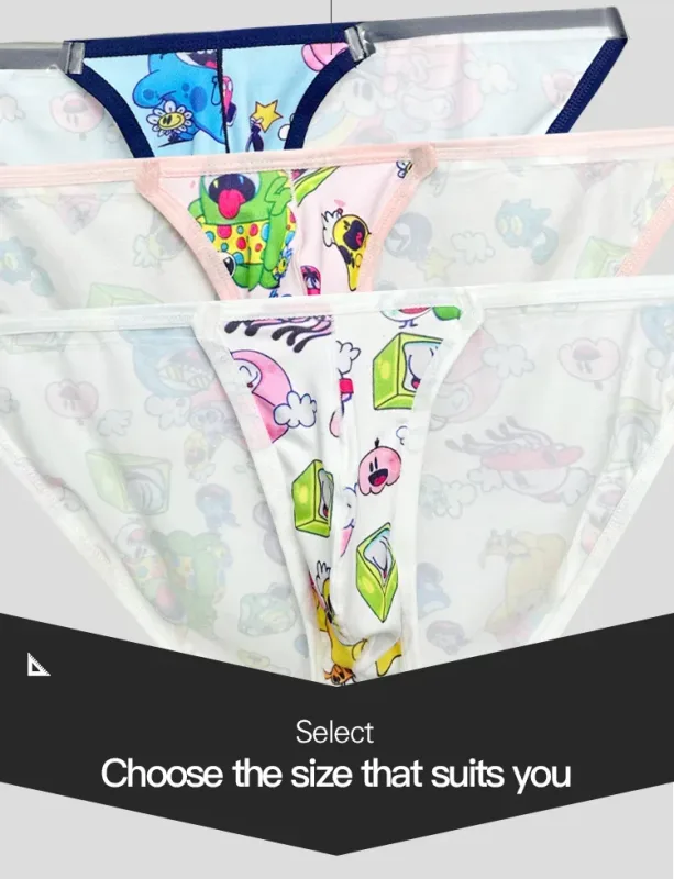 1PCS Volledige Print Cartoon Graffiti Mannen Slips Zachte Stof Brede Tailleband 3D U Pouch Laagbouw Close Fit Heren ondergoed