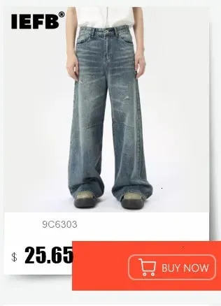 Simple Men's Denim Trousers Solid Color Washing American Style Casual Pants Straight Leg Baggy Male Jeans Spring 9W667