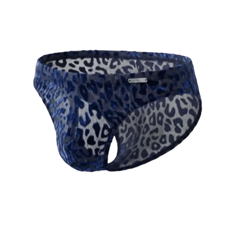 Comfortable Ice Silk Men Briefs Mesh Low Waist Sheer Underwear Convex Pouch Transparent Leopard Print Panties Date Night