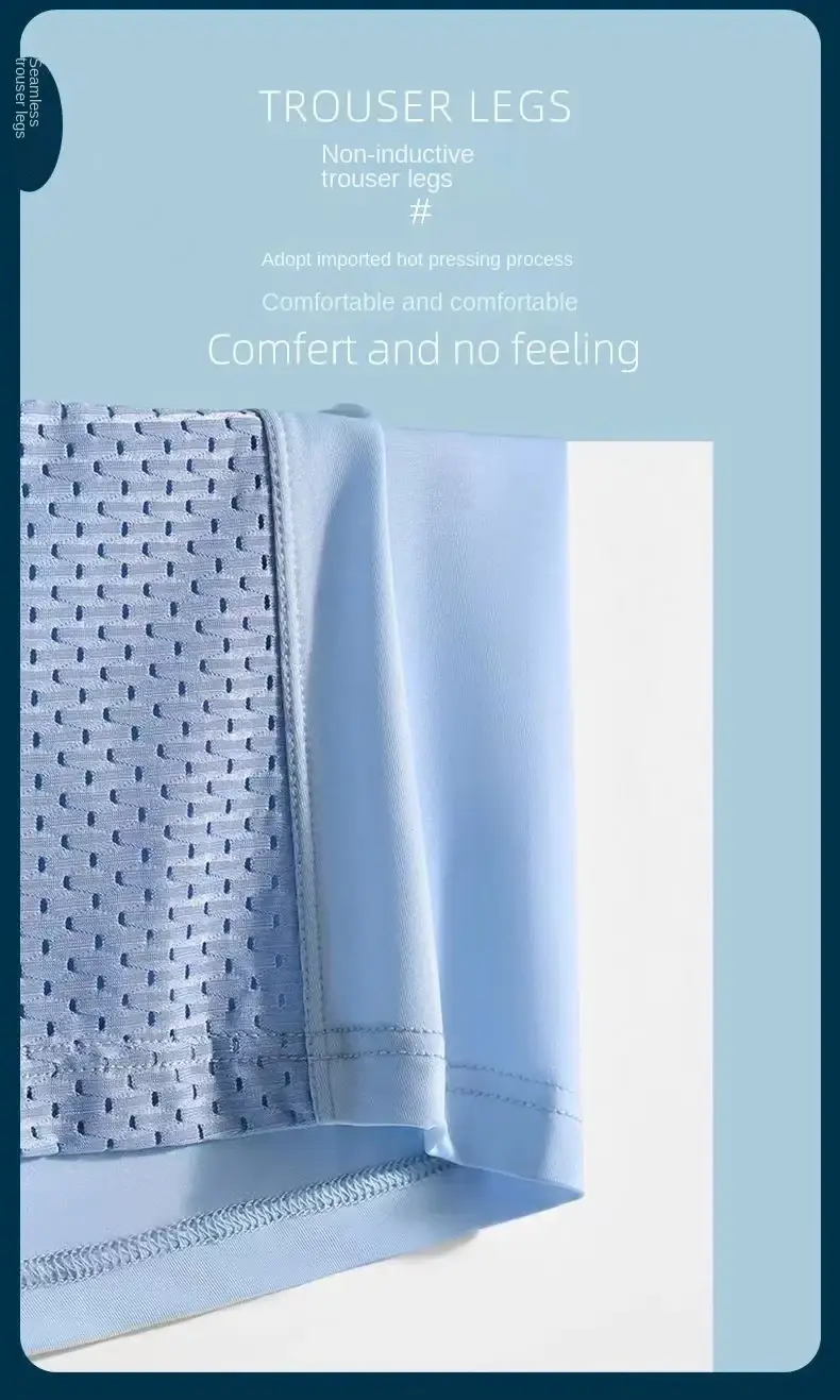 1pcs Mesh Ice Silk Boxer Shorts Men's Underwear FASQM Underpants Breathable Sexy Slim Panties Bamboo Lingerie Plus Size L-6XL