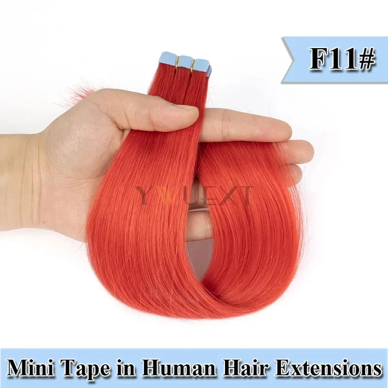 12-20 Inches Mini Tape in Human Hair in Fancy Colors Natural Straight Seamless Tape Hair Extensions for Outlet Hairstyles