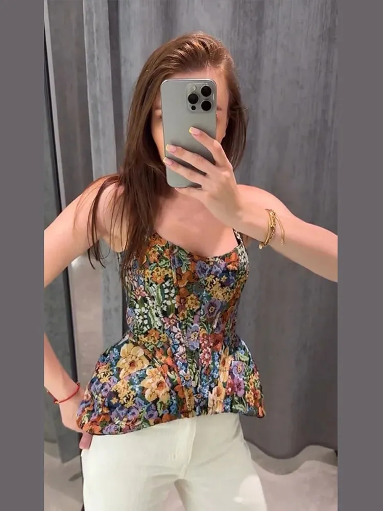 Sexy Print Flower Slim Sling Top Women Sleeveless Slip Backless Closed Waist Vest Female 2026 Fashion Summer Autumn Tops Lady — image 6