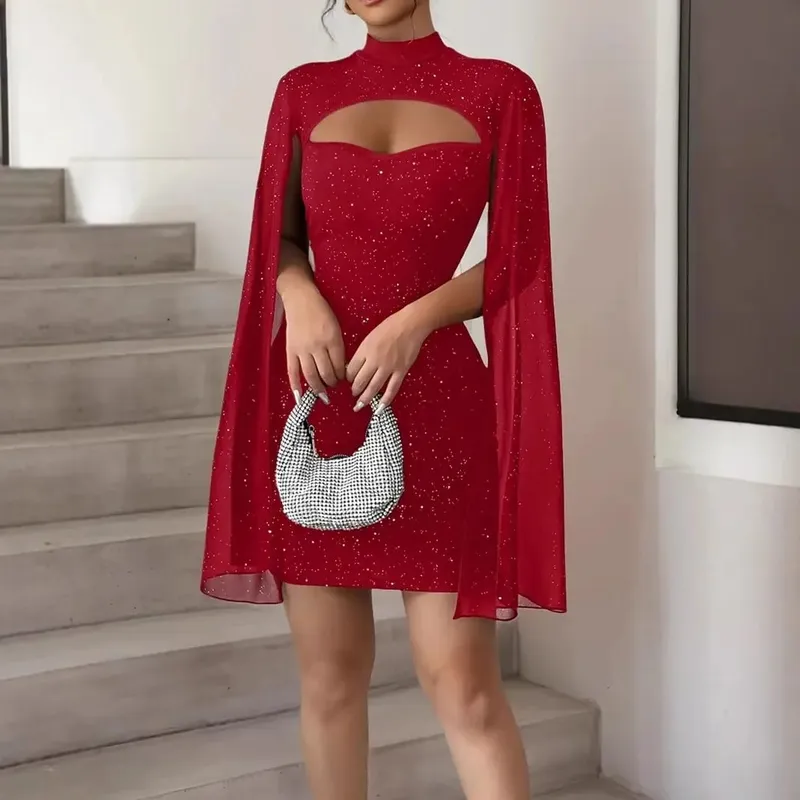 Women's Package Hip Mini Dress New Spring Summer Fahsion Elegant O Neck Solid Casual Holiday Party Dresses For Women Robe Femme — image 6