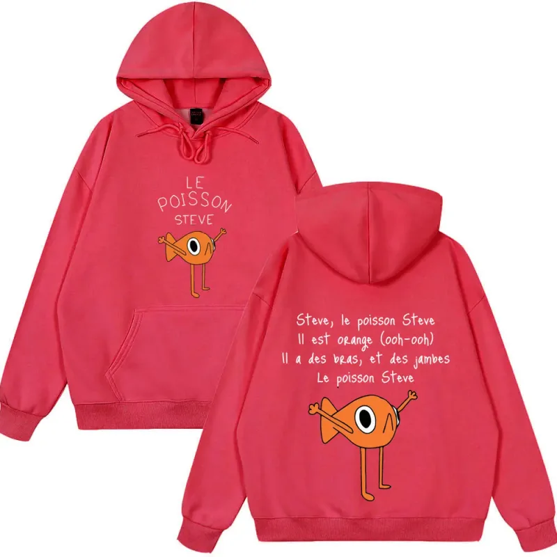 2025 Funny Fish Le Poisson Steve T Shirt Memes Cartoon Print Hoodies Spring Winter Style Fleece Hoodies Funny Couple Streetwears