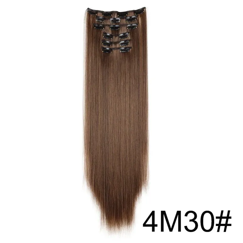 24Inch Synthetic 6pcs/set Long Straight Hair Extension Increasing Volume Extending Soft Comfortable Hairpiece for Women