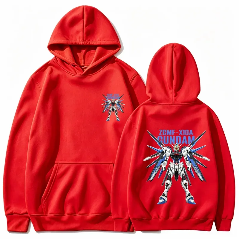 Gundam Hoodie Mecha Robot Anime ZGMF Mobile Suit Streetwear Aesthetic Vintage Black Oversized Casual Sport Sweatshirts