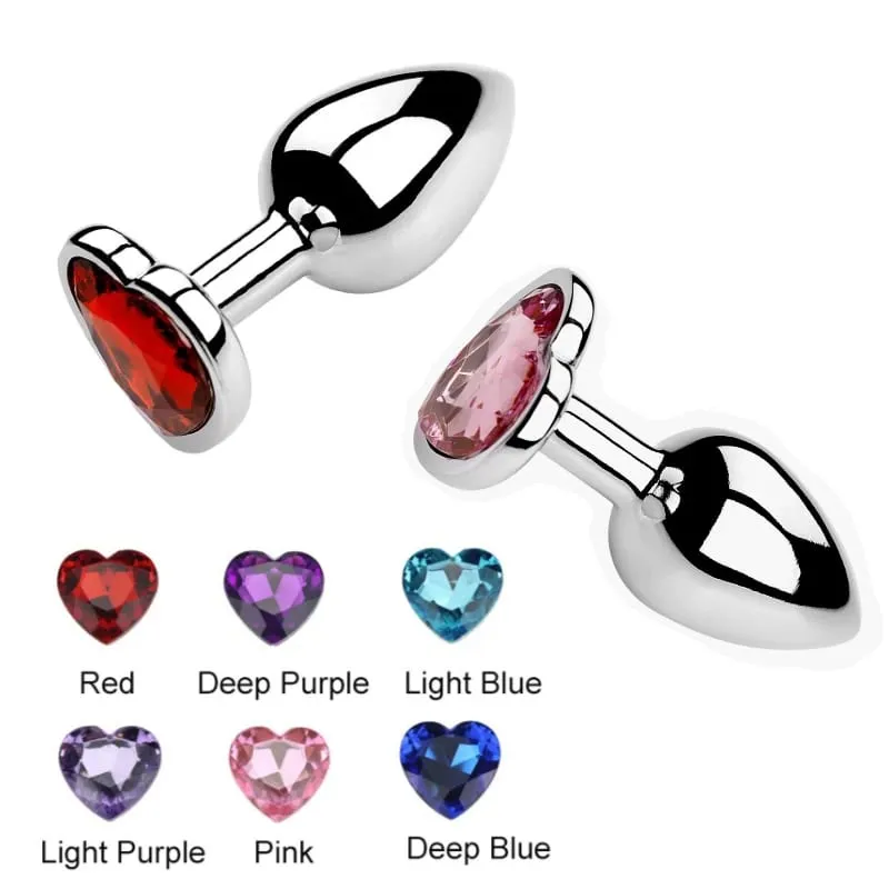 Heart Shaped Metal Anal Plug Butt Plug 6 Colors S/M/L Sizes Unisex Adult Sex Toys for Men Women Anal Massager Pleasure Toy