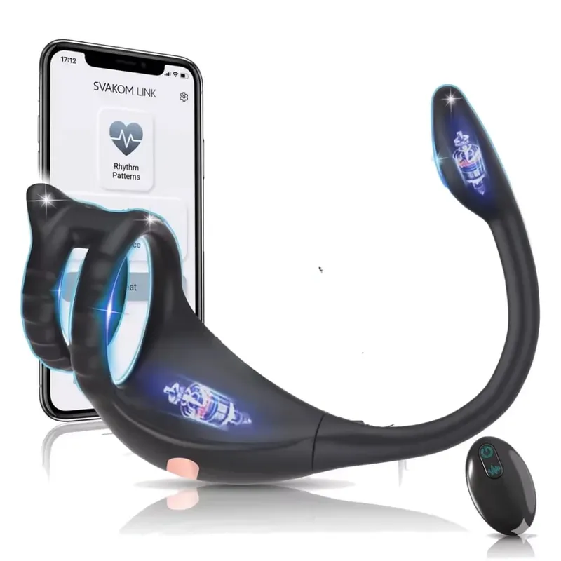 APP Penis Cock Ring Male Wireless Remote Control Male Ejaculation Delay Stimulator Anal Butt Plug Adult Sex Toy para sa Mga Mag-asawa