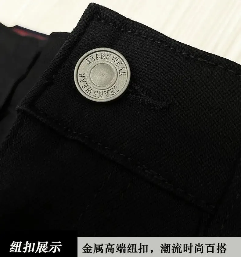 High-end Elastic Waistband Jeans Men's 2026 Spring Summer New Black Elastic Slim Trousers Men's Luxury Jeans for Man Original