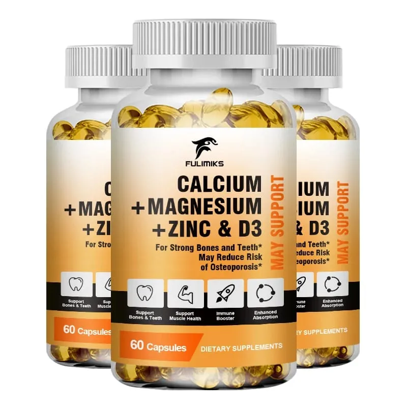 Bone Support Capsules Calcium Magnesium Zinc with D3 Enhances Absorption Supports Bone Strength Immunity & Muscle Health