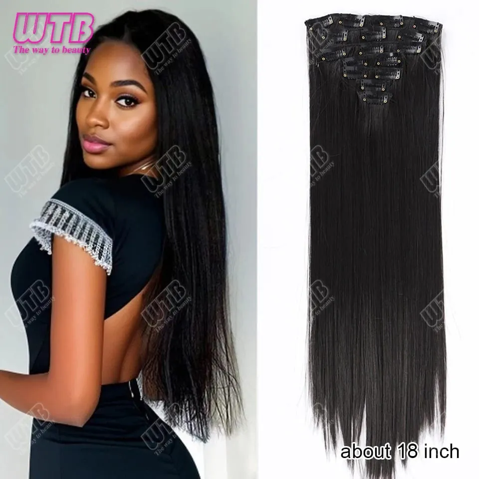 Clip In Hair Extension Synthetic Hair 12Inch 4 PCS Set Wavy Curly Hair Extension Synthetic Hairpieces Para sa Babaeng Babae Araw-araw na Paggamit