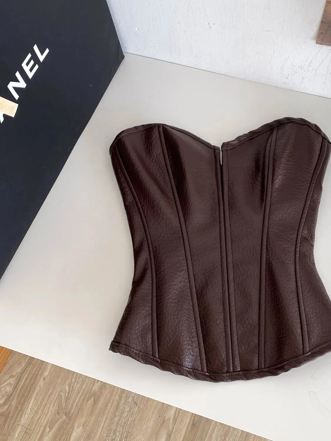 Sexy Pu Slim Tube Top Chic Strapless Crop Top Korean Fashion Corset Bustier Camis Women Tank Top