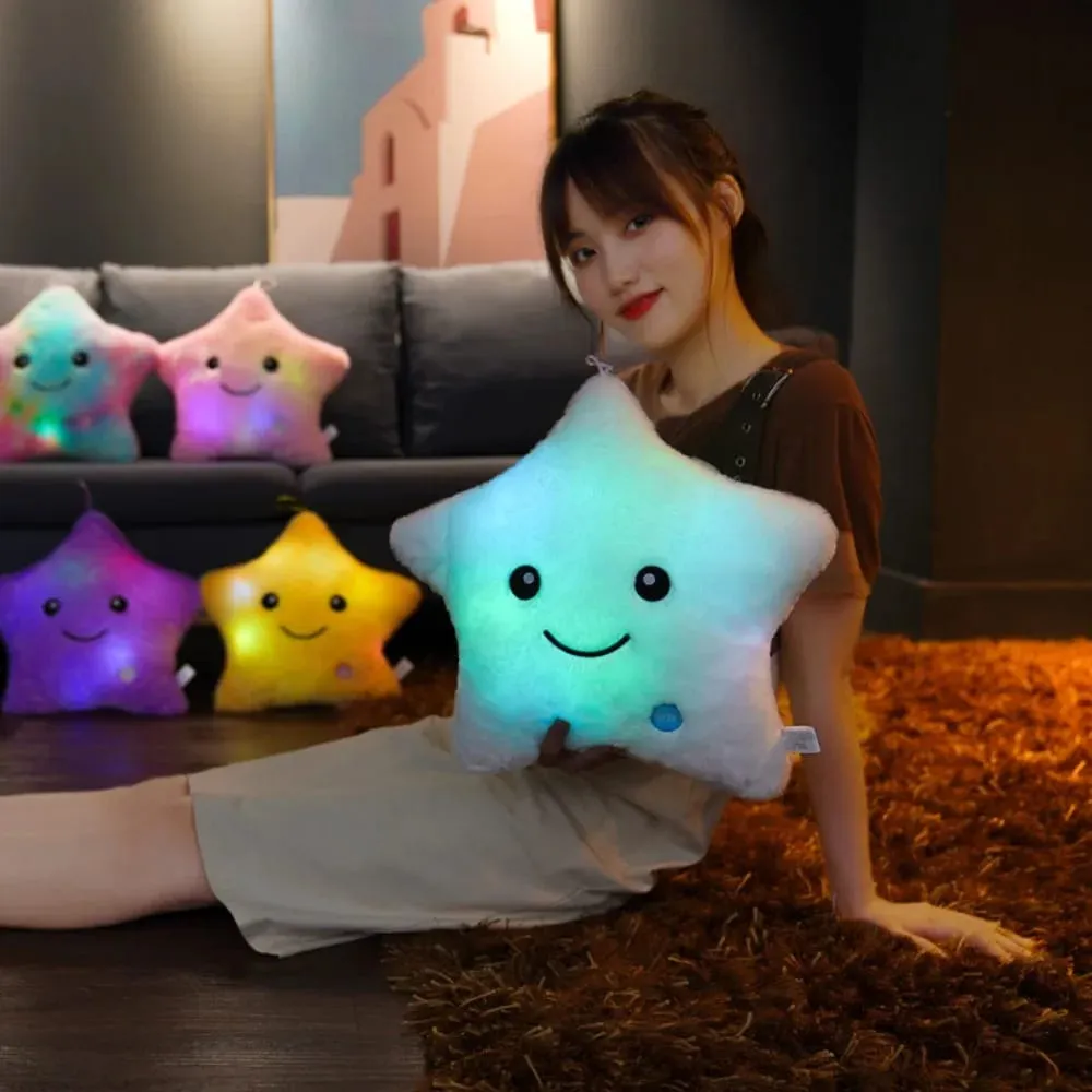 Cute LED Electronic Star Plush Toy Star Soft LED Star Doll Toy Home Decoration Baby Kid Toys Soft Star Pillow
