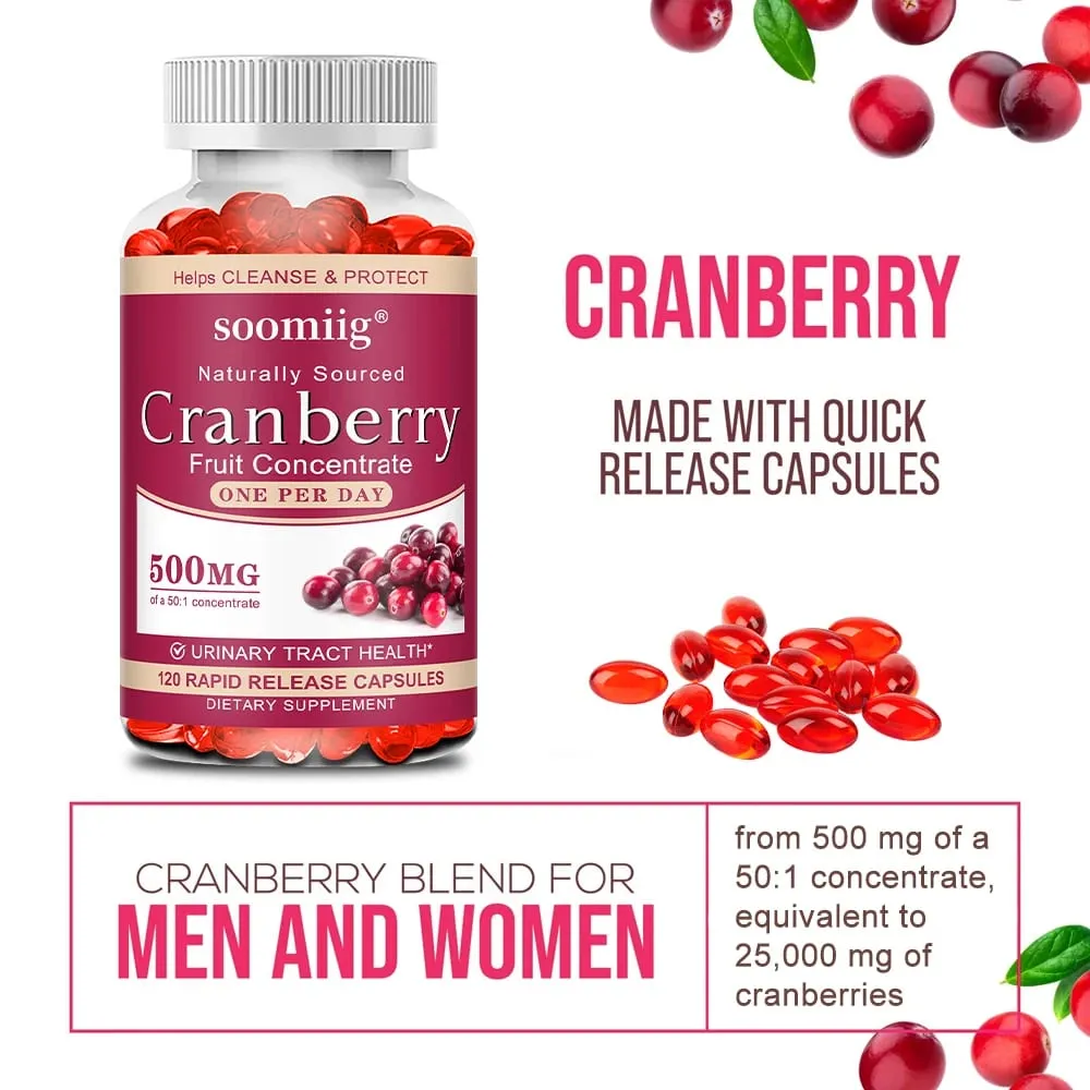 Viên nang nam việt quất hữu cơ - Giàu vitamin C hỗ trợ sức khỏe đường tiết niệu và bàng quang Thúc đẩy quá trình giải độc làm sạch