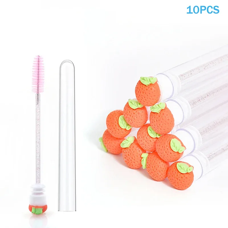 10PCS/Set Fruit Collection Mascara Brush Reusable Lash Brush Tube Spoolies Lash Extension Brushes Applicators Makeup Tools