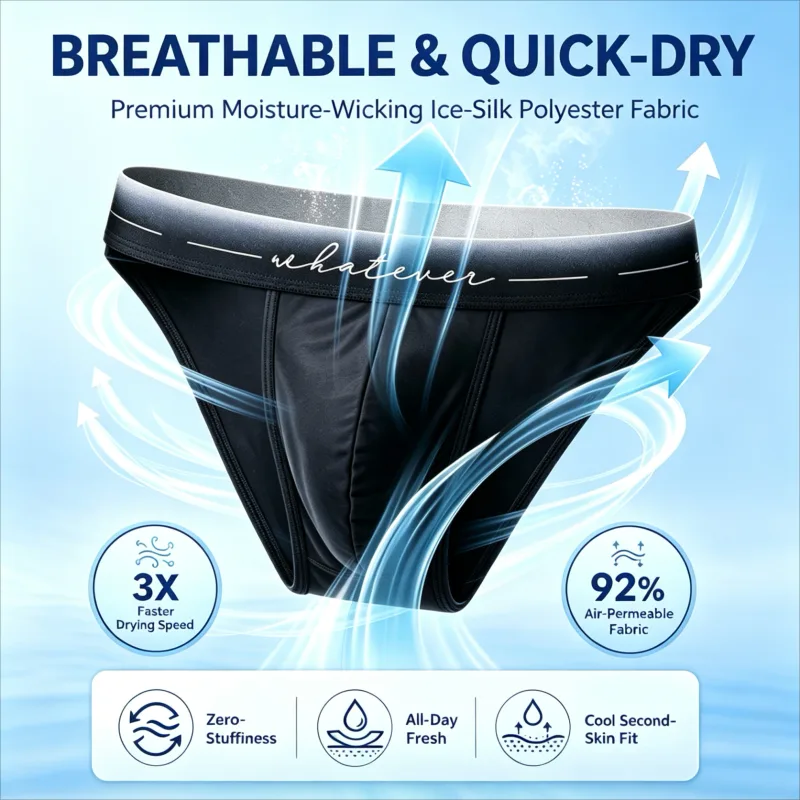 Men Ice Silk High Cut Briefs Printed Moisture Wicking Breathable Athletic Underwear for Bodybuilder Gym Daily Wear 1 / 3Pcs Set