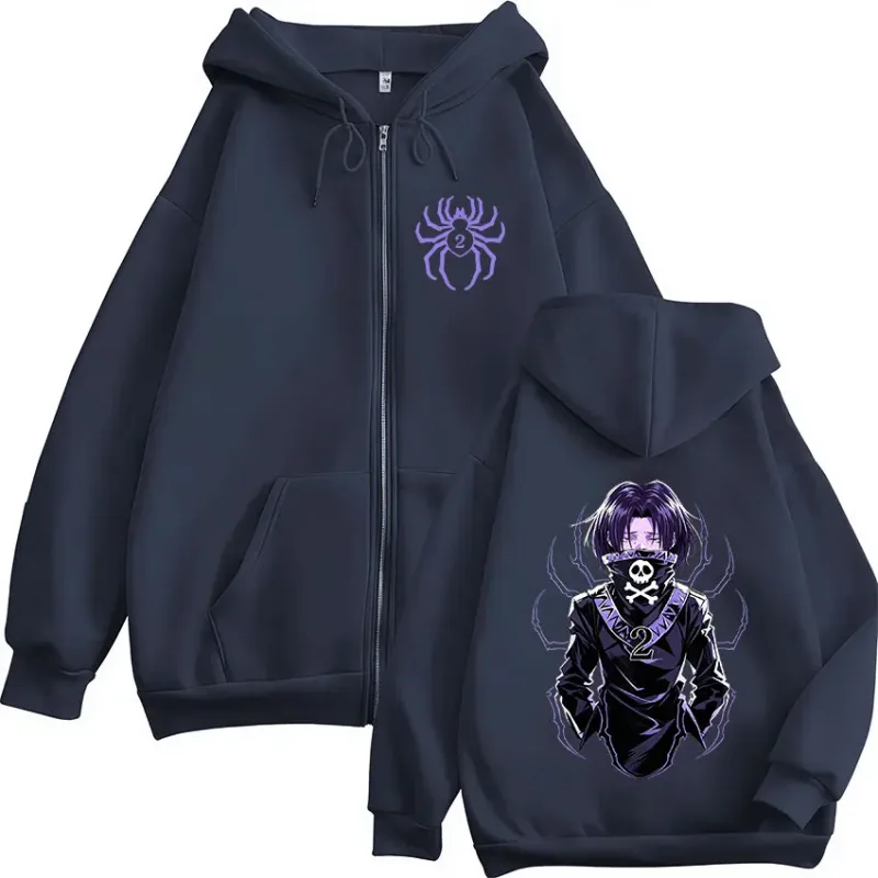 Anime Hunter X Hunter Feitan Portor Zipper Hoodies Men Women Clothing Oversized Fleece Zip Up Hooded Sweatshirts Coat Streetwear