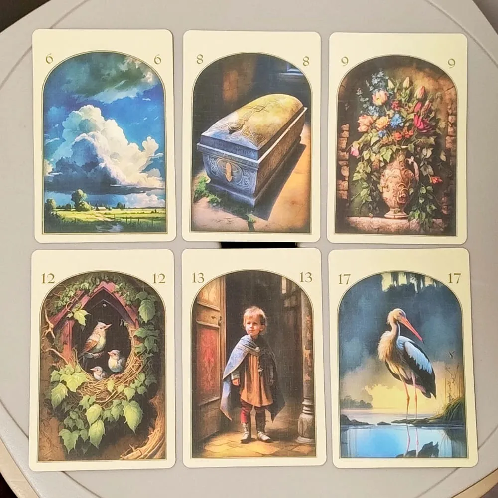 9*6cm Medieval Lenormand Oracle Deck 36 Pcs Cards Printed on 350GSM Double-embossed Cardstock