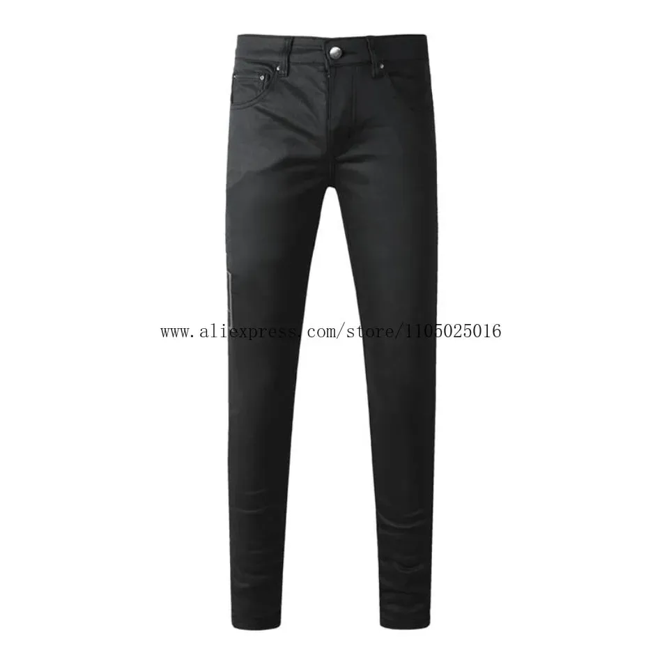 Fashion Americans Brands Men's Jeans Luxury Streetwear Holes Long Trousers Quality Male Stretch Slim Pants Skinny Trousers