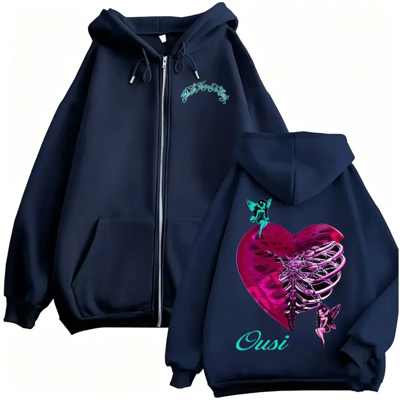 Omar Courtz Por Si Manana No Estoy Tour Zip Up Hoodies Men's Harajuku Aesthetic Sweatshirt Jacket Fleece Casual Zipper Pullovers