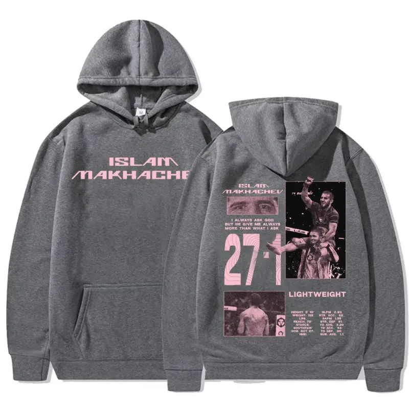 Limited Islam Makhachev Vintage Graphic Hoodies Men's Harajuku Fashion Classic Sweatshirts Casual Fleece Long Sleeve Pullovers