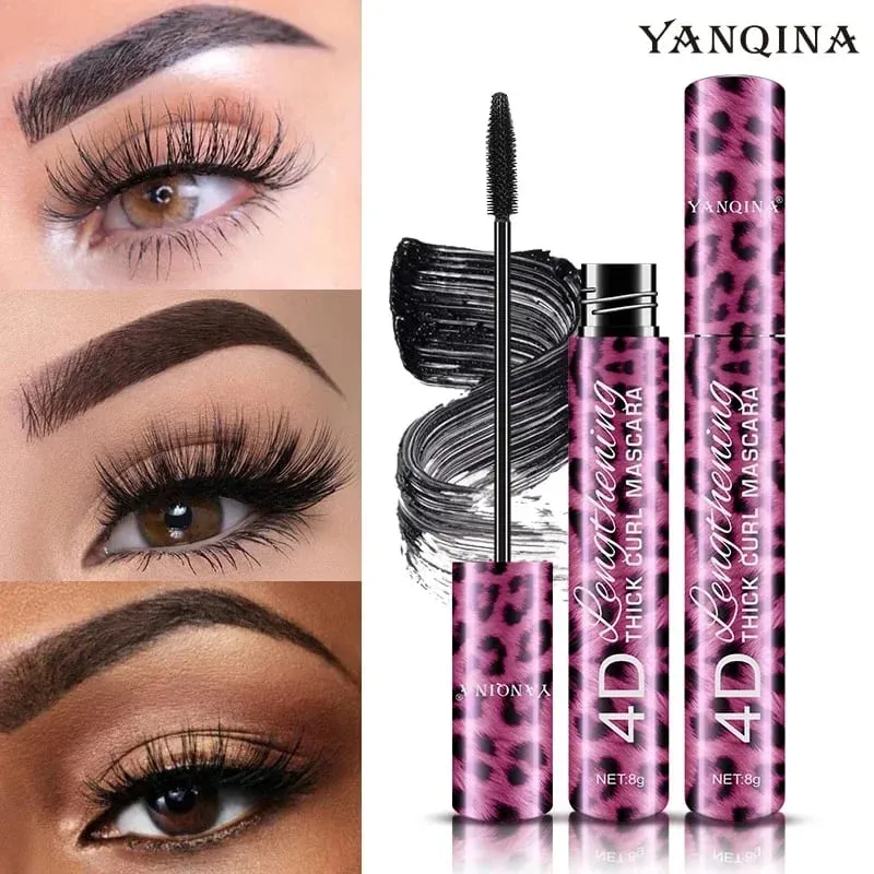 Crayon Eyeliner liquide + Mascara imperméable 4D, ensemble de cosmétiques, Mascara à friser épais, crayon à sourcils, maquillage pour les yeux