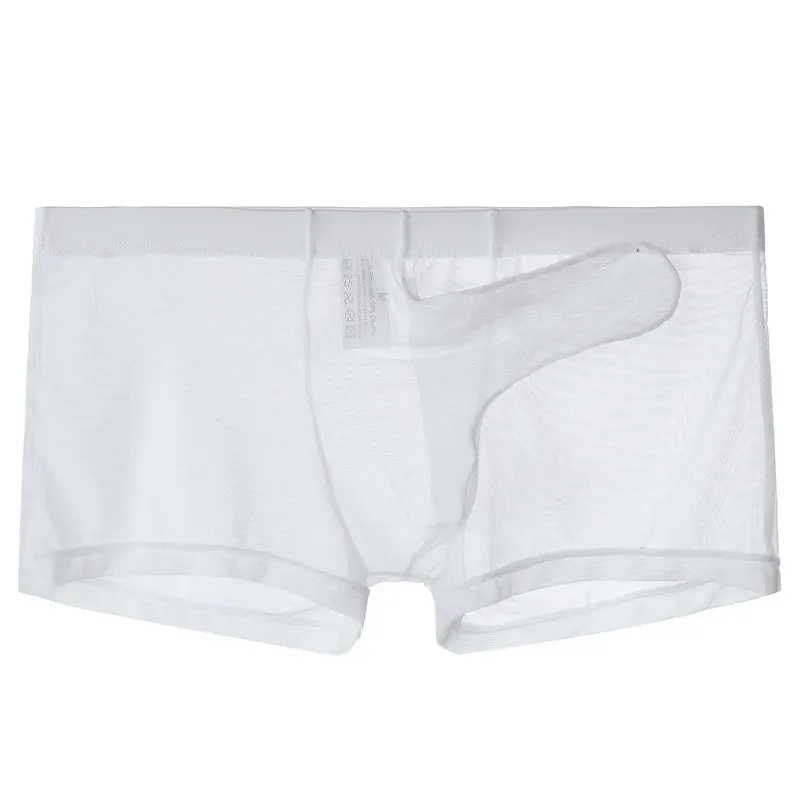 Erotic Men's Boxy Underwear Gays Sexy Low Waist Elephant Nose Boxer Shorts Thin Mesh Transparent Breathable Lightweight Panties