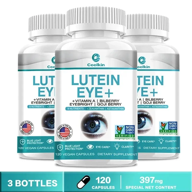 Lutein Takviyesi - A Vitamini + Yabanmersini Eyebright + GO JI Wolfberry Göz Yorgunluğunu ve Kuruluğunu Gidermek İçin Kapsüller