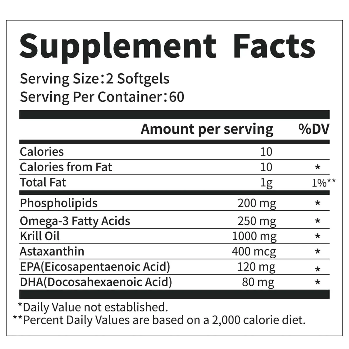 Antarctic Krill Oil 1000 mg Capsules | 3X Strength Natural Source of Omega-3 EPA DHA with Astaxanthin Supplement