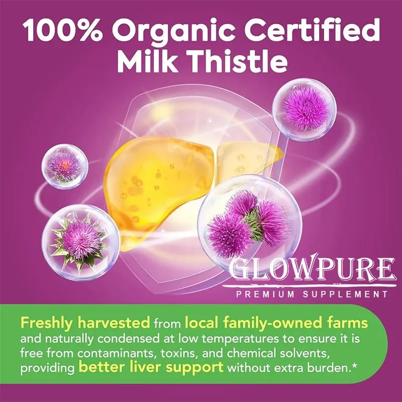 Organic Milk Thistle 9000mg 30X Concentrated Seed Extract 80% Silymarin Liver Support Cleanse Detox Fatty Liver Supplements