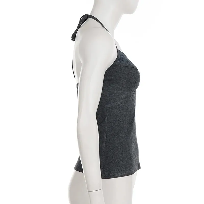 Sexy Lace Trim Slim Sleeveless Halter Crop Top Vintage Y2K Corset Tops Casual Basic Camis Women Summer Solid Vest 2026