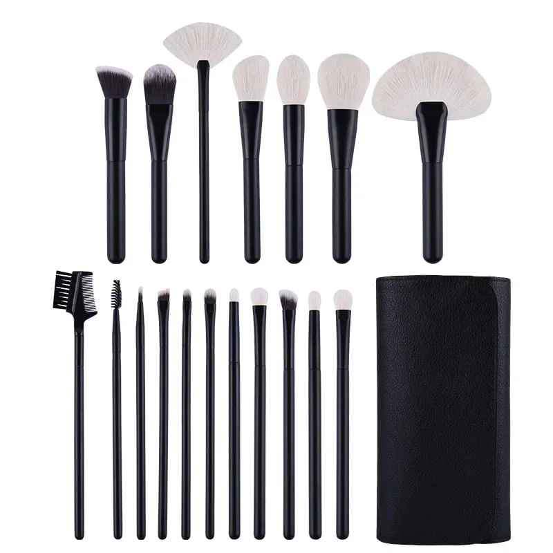 Natural Hair Makeup Brushes Travel Set 12PCS Portable With Eyebrow Eyeshadow Foundation Blending Brushes And Pouch