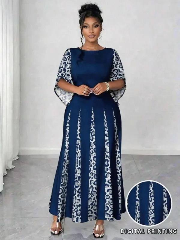 Elegant Leopard Print Maxi Dress Plus Size Fashionable Long Sleeve Gown Comfortable & Stylish Women's Clothing