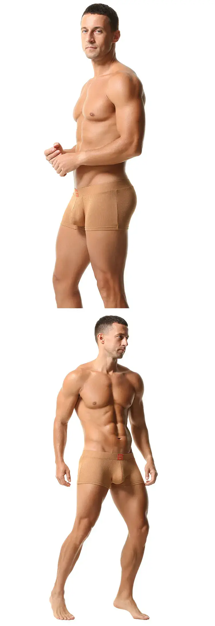 Men's Ribbed Boxer Briefs with 3D Contoured Pouch Elastic Waistband Soft Stretch Fabric for Comfort Casual Underwear