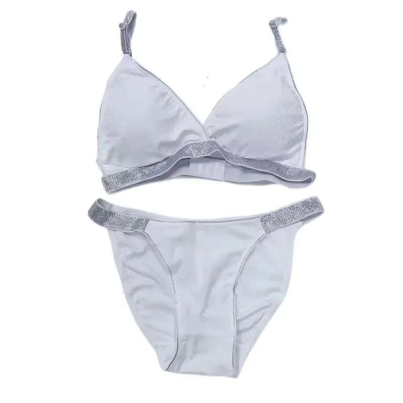 Γυναικείο Σετ σουτιέν και εσώρουχα Wirefree Bralette με επένδυση Σλιπ μπικίνι χαμηλού ύψους Σέξι σετ εσωρούχων Μαλακά άνετα καθημερινά εσώρουχα